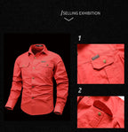 Oxbret™ Retro Cargo style Men's Long Sleeve Shirt With Pocket