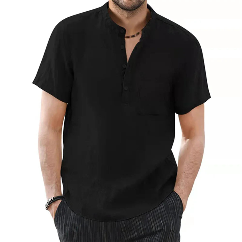 Oxbret™ Men's Short Sleeve T-shirt Cotton and Linen Casual