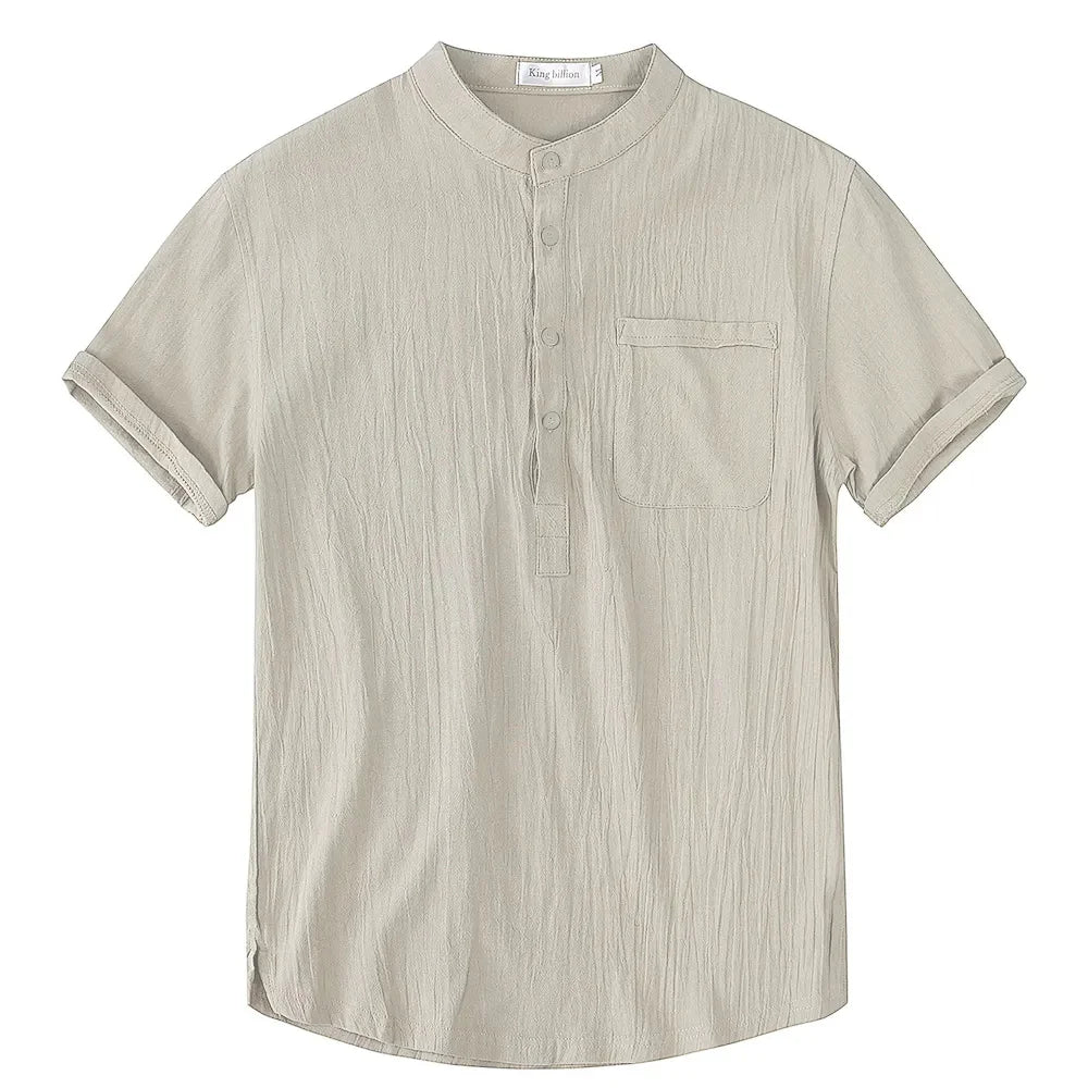 Oxbret™ Men's Short Sleeve T-shirt Cotton and Linen Casual