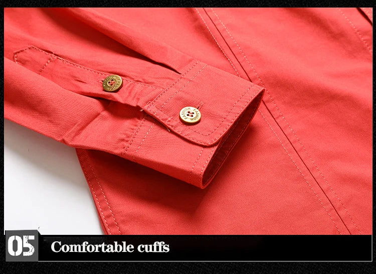 Oxbret™ Retro Cargo style Men's Long Sleeve Shirt With Pocket