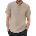 Oxbret™ Men's Short Sleeve T-shirt Cotton and Linen Casual
