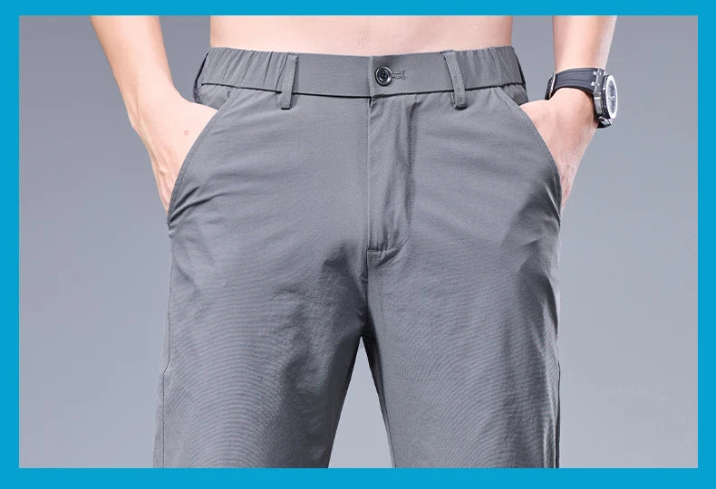 Oxbret™ Summer New Business Ice Silk Pants Straight Elastic Waist