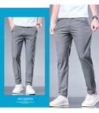 Oxbret™ Summer New Business Ice Silk Pants Straight Elastic Waist