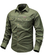 Oxbret™ Retro Cargo style Men's Long Sleeve Shirt With Pocket