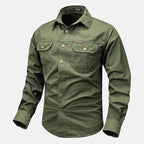 Oxbret™ Retro Cargo style Men's Long Sleeve Shirt With Pocket