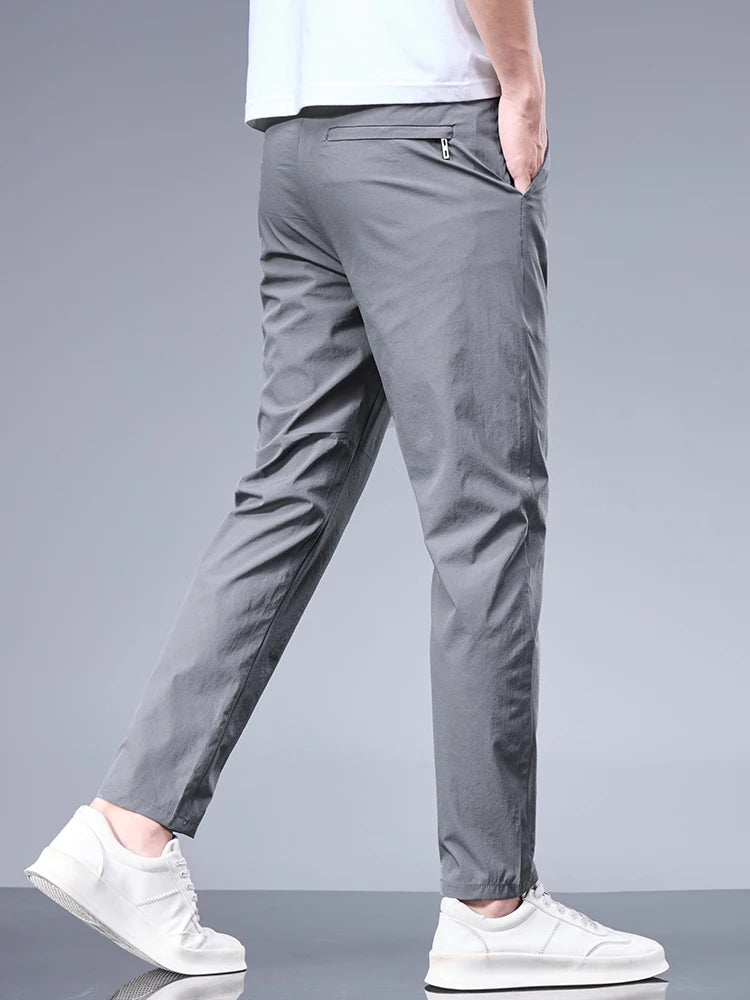 Oxbret™ Summer New Business Ice Silk Pants Straight Elastic Waist