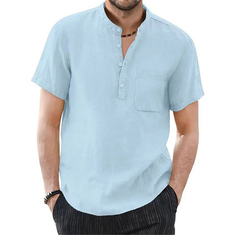 Oxbret™ Men's Short Sleeve T-shirt Cotton and Linen Casual