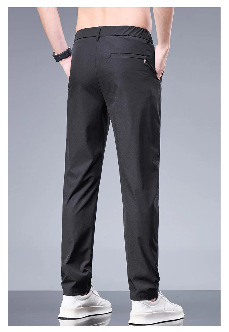 Oxbret™ Summer New Business Ice Silk Pants Straight Elastic Waist