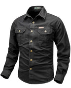 Oxbret™ Retro Cargo style Men's Long Sleeve Shirt With Pocket