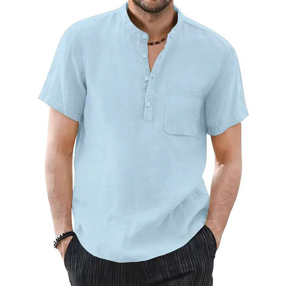 Oxbret™ Men's Short Sleeve T-shirt Cotton and Linen Casual