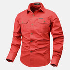 Oxbret™ Retro Cargo style Men's Long Sleeve Shirt With Pocket