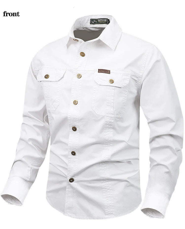 Oxbret™ Retro Cargo style Men's Long Sleeve Shirt With Pocket