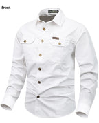 Oxbret™ Retro Cargo style Men's Long Sleeve Shirt With Pocket