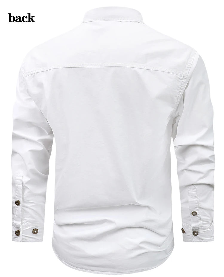 Oxbret™ Retro Cargo style Men's Long Sleeve Shirt With Pocket