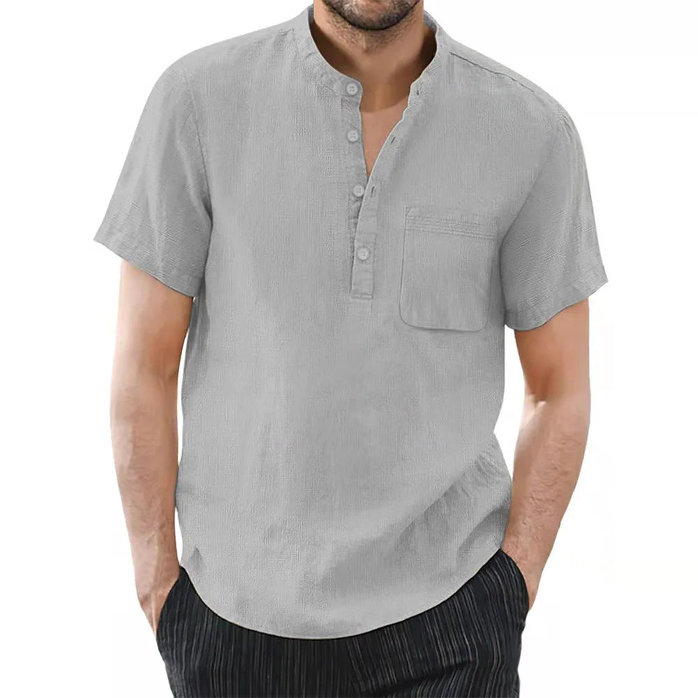 Oxbret™ Men's Short Sleeve T-shirt Cotton and Linen Casual