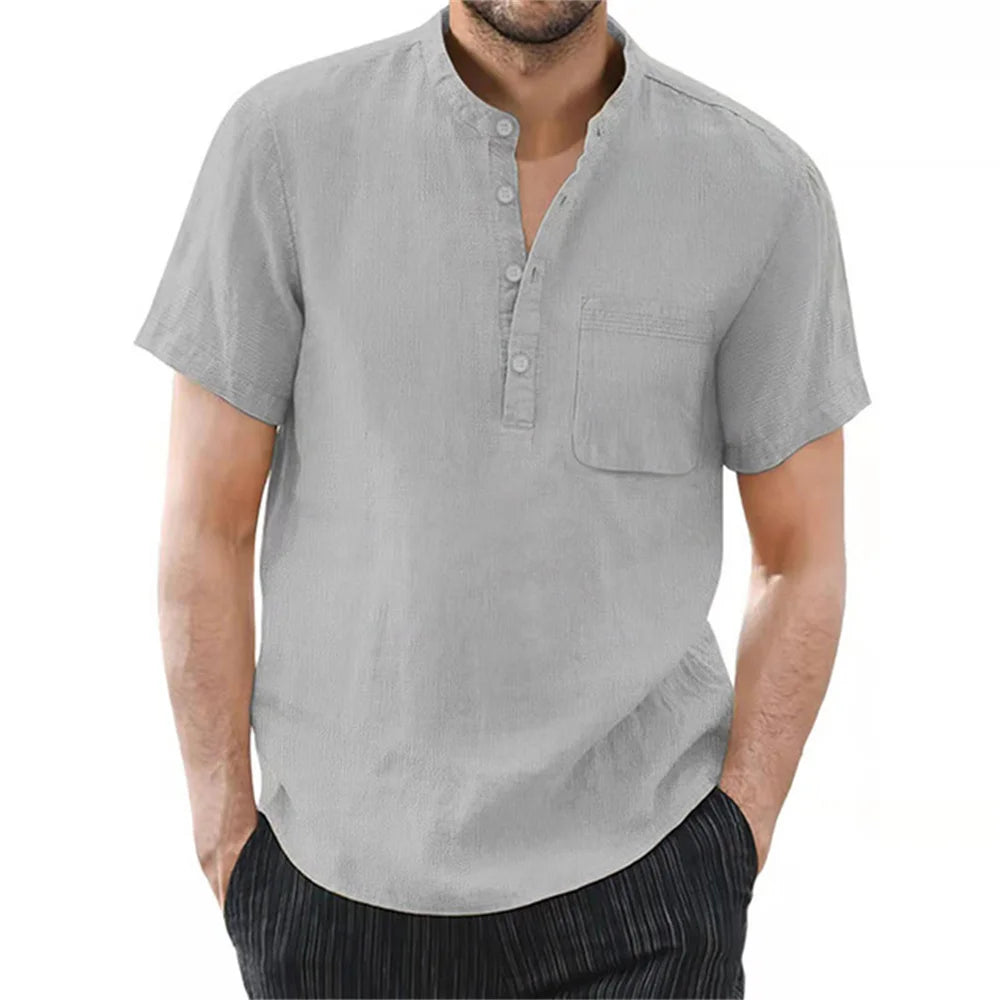 Oxbret™ Men's Short Sleeve T-shirt Cotton and Linen Casual