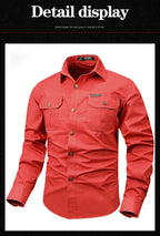 Oxbret™ Retro Cargo style Men's Long Sleeve Shirt With Pocket