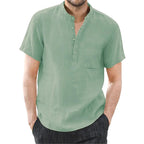 Oxbret™ Men's Short Sleeve T-shirt Cotton and Linen Casual