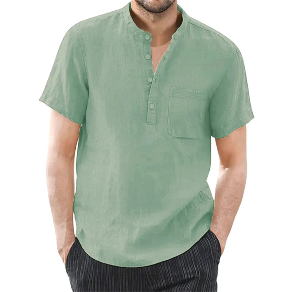 Oxbret™ Men's Short Sleeve T-shirt Cotton and Linen Casual