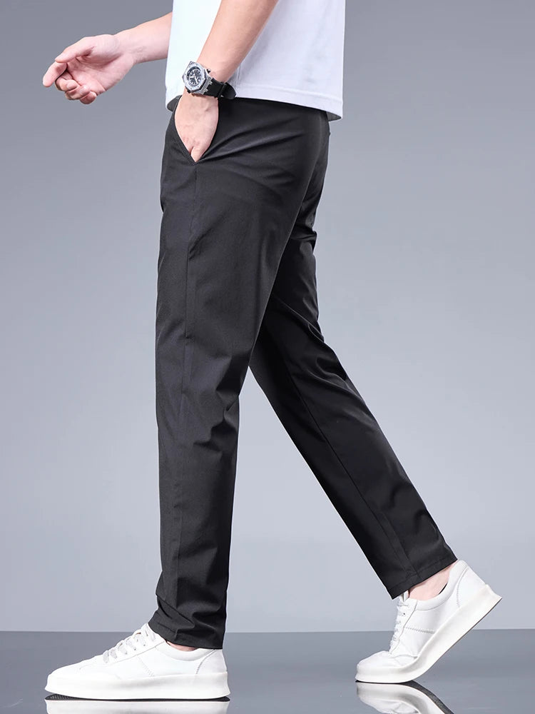 Oxbret™ Summer New Business Ice Silk Pants Straight Elastic Waist