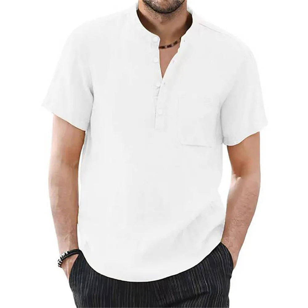 Oxbret™ Men's Short Sleeve T-shirt Cotton and Linen Casual