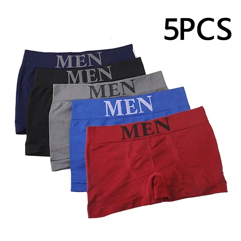 Oxbret™ 5 Pcs Thin Style Men's High Elastic Plain Color Comfortable Boxer
