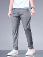 Oxbret™ Summer New Business Ice Silk Pants Straight Elastic Waist