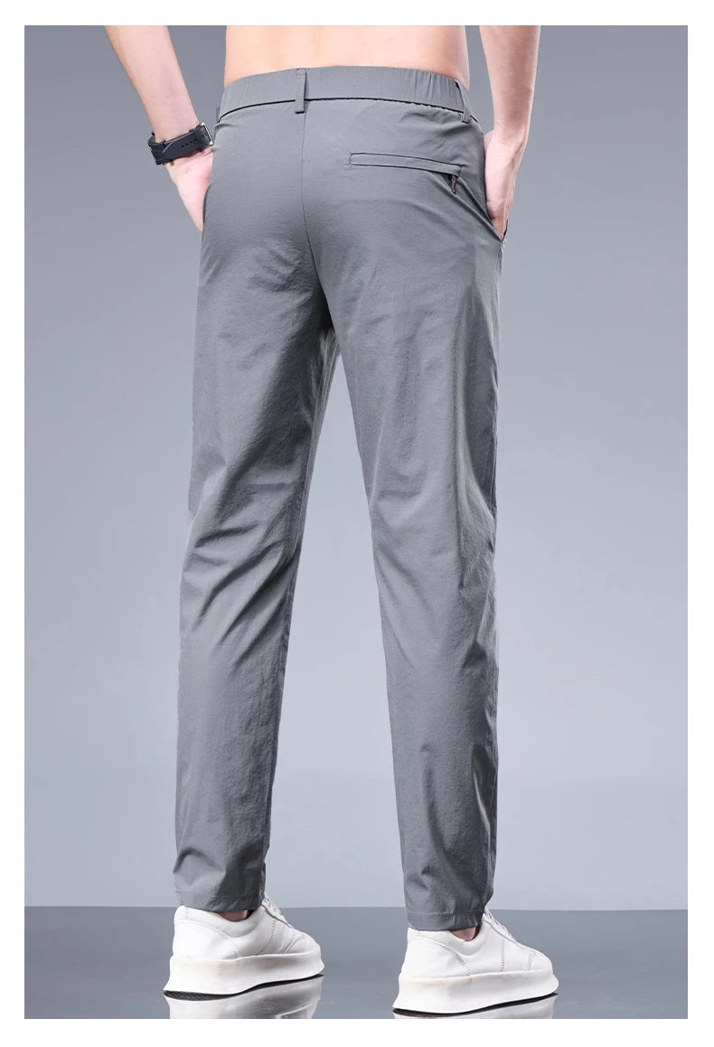 Oxbret™ Summer New Business Ice Silk Pants Straight Elastic Waist