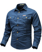 Oxbret™ Retro Cargo style Men's Long Sleeve Shirt With Pocket