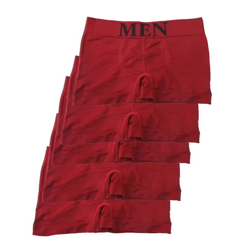 Oxbret™ 5 Pcs Thin Style Men's High Elastic Plain Color Comfortable Boxer