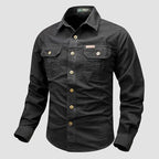Oxbret™ Retro Cargo style Men's Long Sleeve Shirt With Pocket