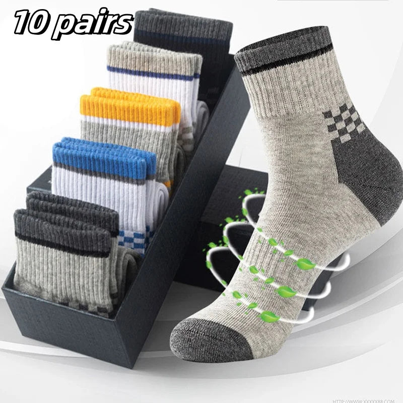 Oxbret™ 10/5/3pairs Breathable Con Sports Stockings Men Bamboo Fiber Men Socks