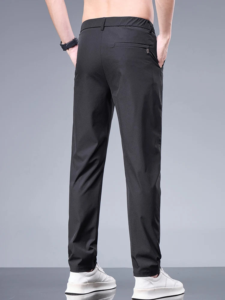 Oxbret™ Summer New Business Ice Silk Pants Straight Elastic Waist