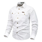 Oxbret™ Retro Cargo style Men's Long Sleeve Shirt With Pocket