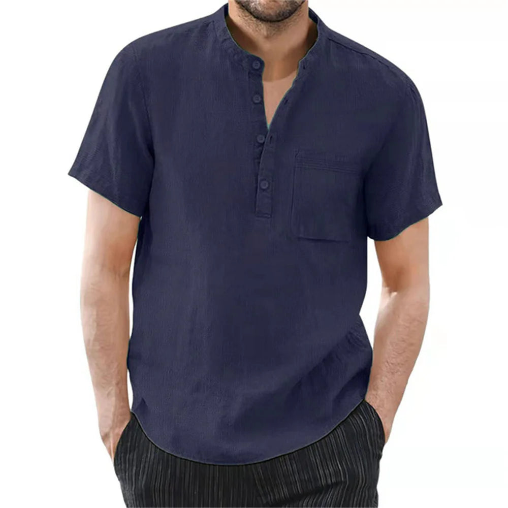 Oxbret™ Men's Short Sleeve T-shirt Cotton and Linen Casual